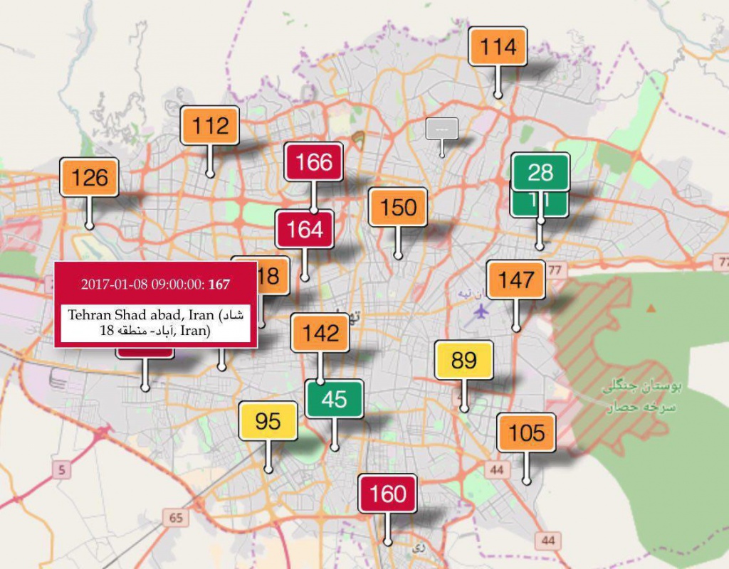 نمودار آلودگی هوای پایتخت